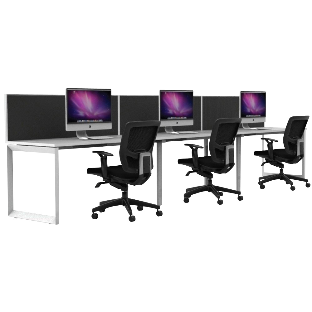 Agility 3 Person Single Sided Office Workstation Loop Legs With