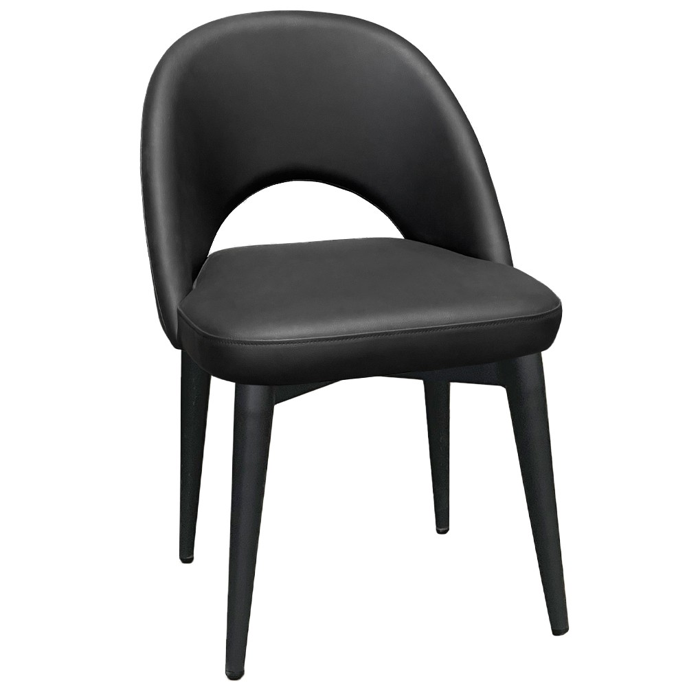 Sienna Vinyl Dining Chair Black Steel Legs | Apex