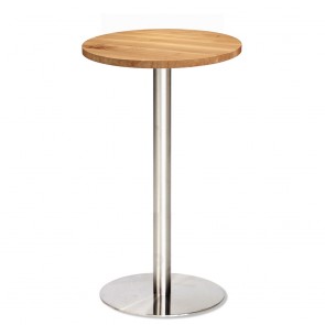 Jaquelina Wood Oak Dry Bar Table Stainless Steel Base