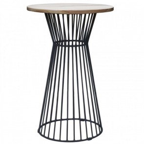 Oak Bar Table with Studio Wire Base - Black